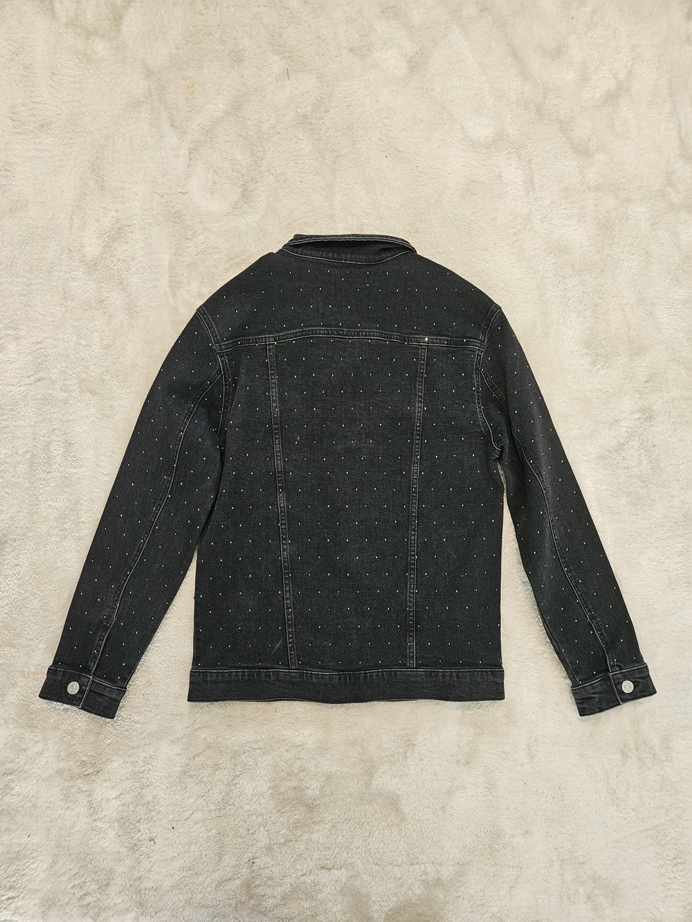 NWT Mavi Black Studded Denim Jacket Size S Retro Avant Garde Casual Feminine - Picture 7 of 8